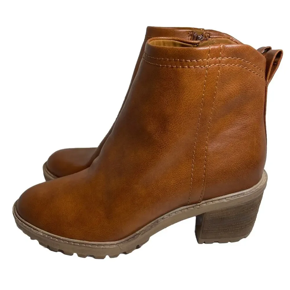 Zodiac Women's Boot Greyson Cognac Ankle Bootie Sz 10 Block Heel